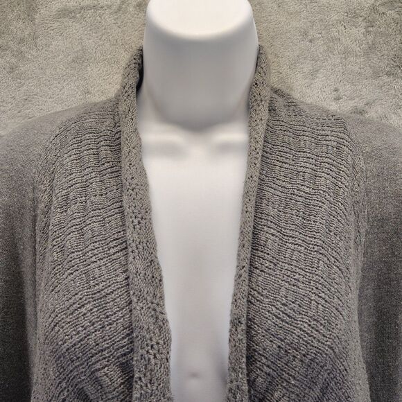 Converse One Star Womens Gray Cropped Open Waterfall Cardigan Long Sleeve Size L - Picture 6 of 14
